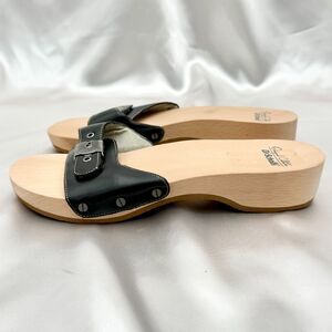 Dr. Scholl's Original Collection Black Leather Wood Sandals - Sz 8M